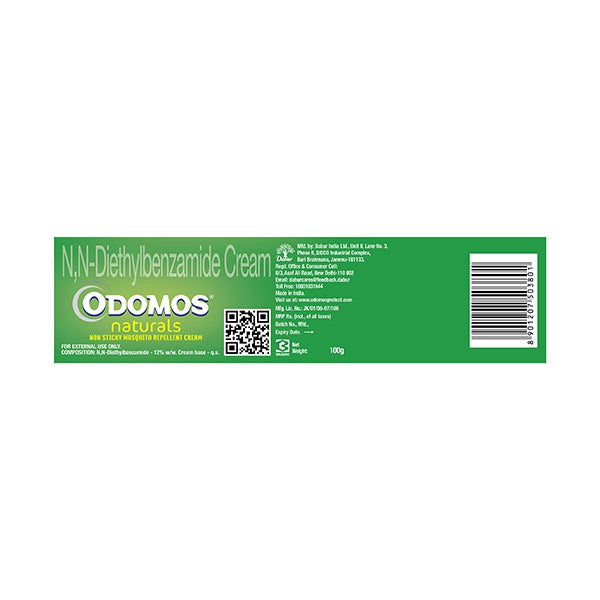 Dabur Odomos Naturals Mosquito Repellent Cream - Aloe Vera & Citronella | 100 gm | Long-Lasting Protection