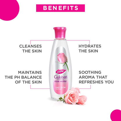 Dabur Gulabari Premium Rose Water 120 ml | Natural Cleanser for Sensitive & Problem-Prone Skin