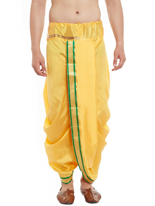 Buy Men’s Yellow Dhoti Pants with Zari Woven Detail – Indiaista