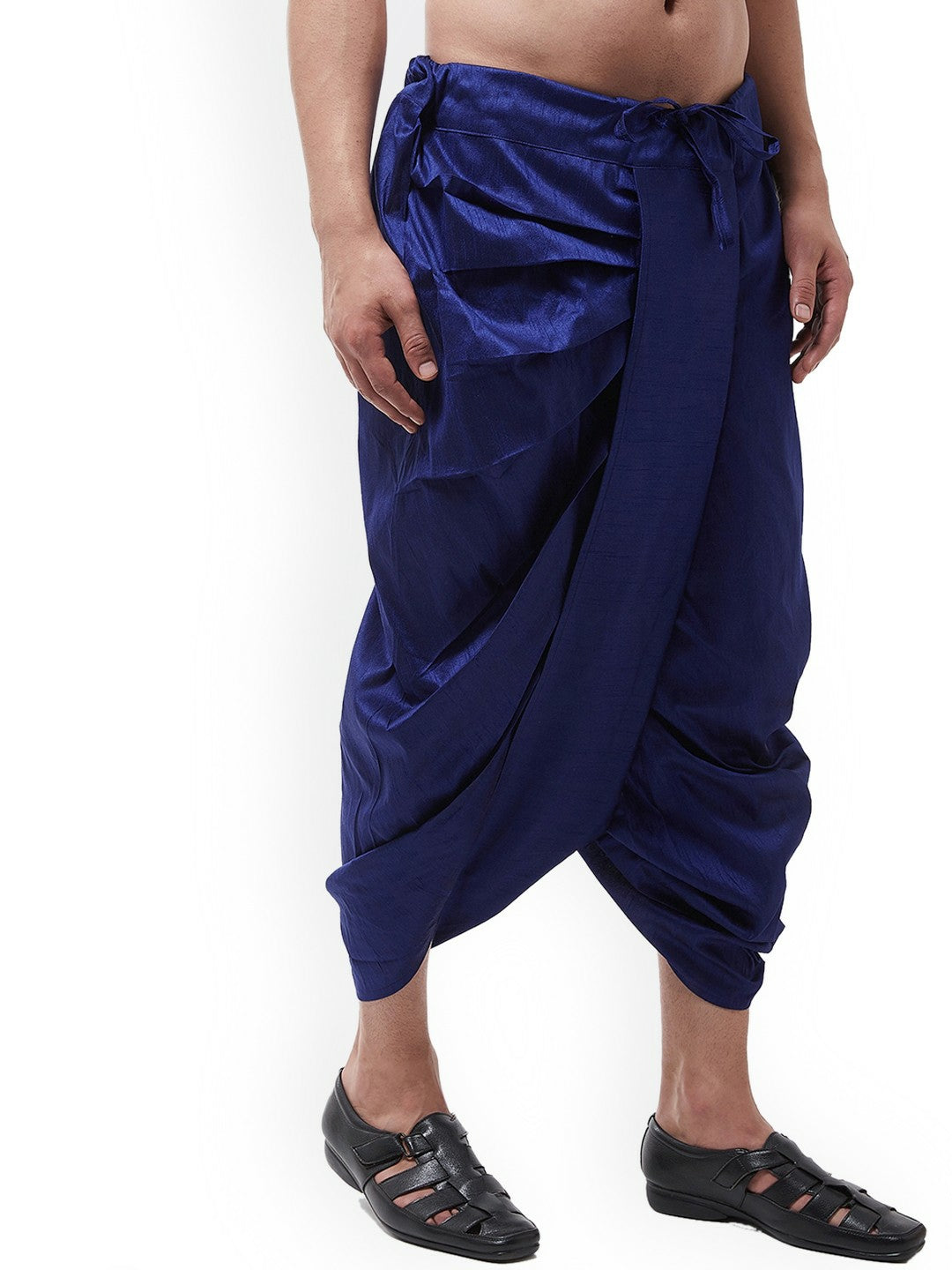 Men’s Blue Solid Stitched Dhoti with Pleats & Drawstring – Traditional & Stylish | Indiaista