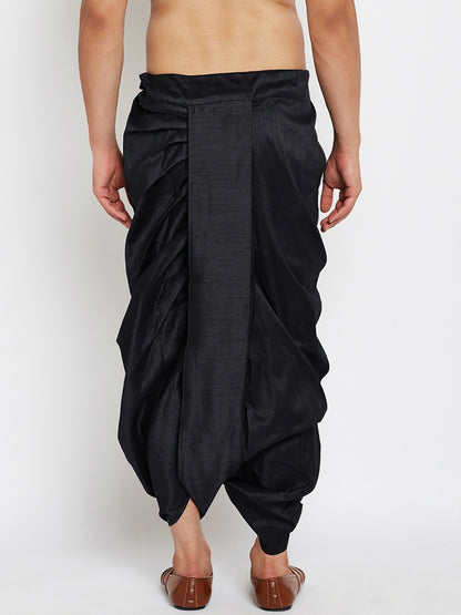 Buy Men’s Black Dhoti Pants – Stylish Mid-Rise with Drawstring | Indiaista