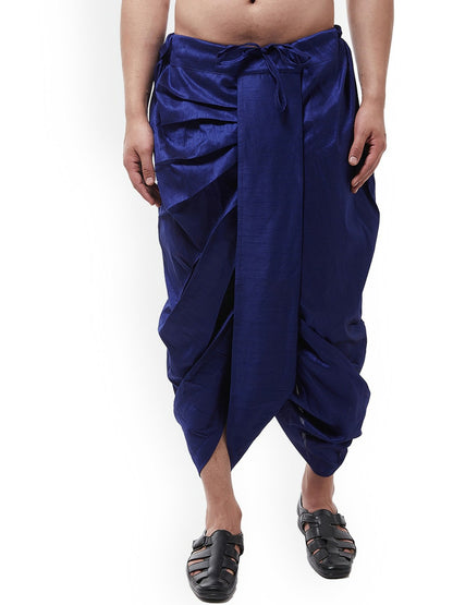 Men’s Blue Solid Stitched Dhoti with Pleats & Drawstring – Traditional & Stylish | Indiaista