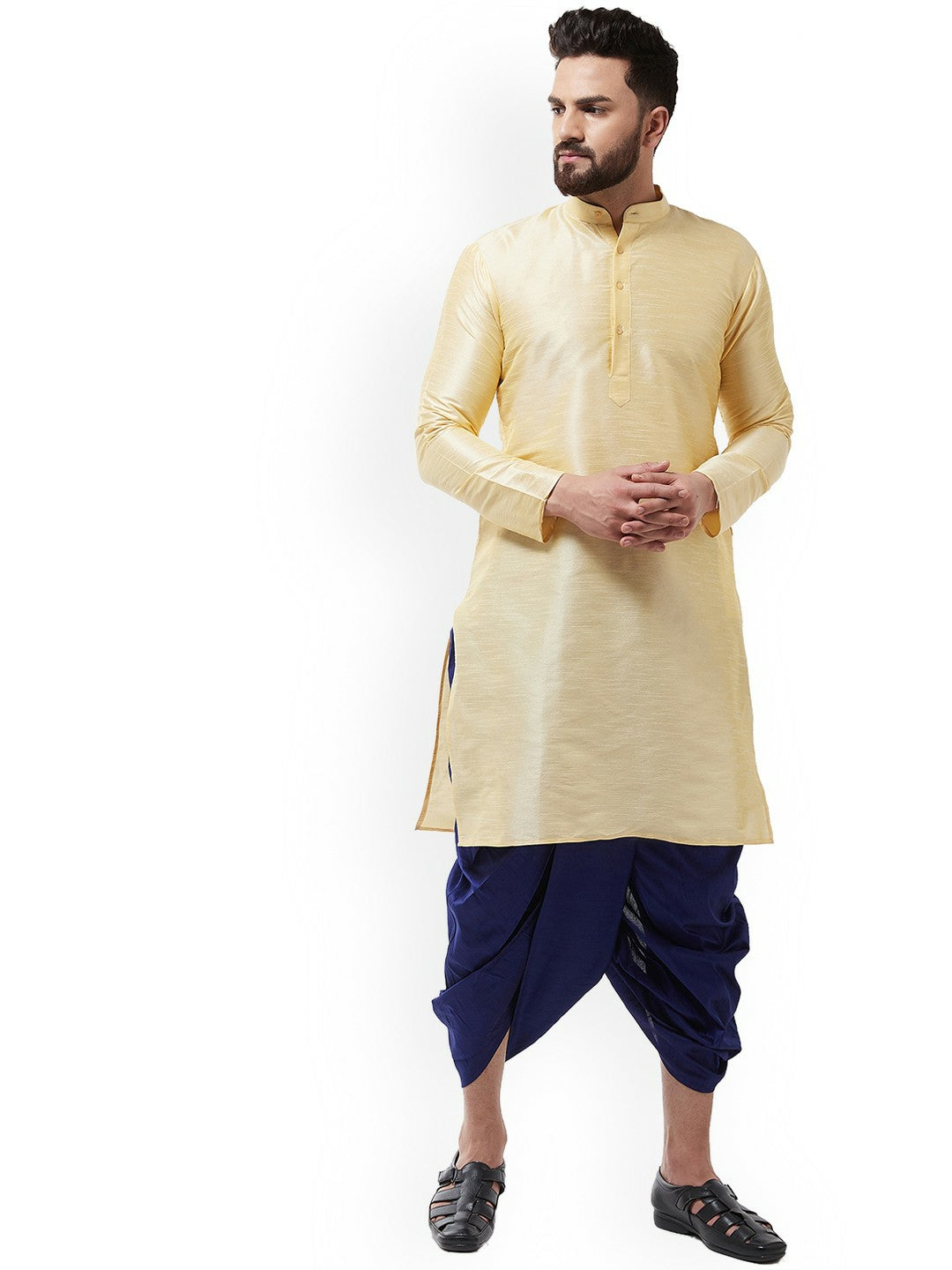 Men’s Blue Solid Stitched Dhoti with Pleats & Drawstring – Traditional & Stylish | Indiaista