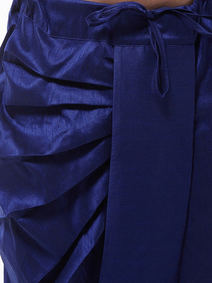 Men’s Blue Solid Stitched Dhoti with Pleats & Drawstring – Traditional & Stylish | Indiaista