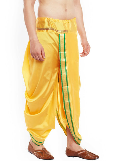 Buy Men’s Yellow Dhoti Pants with Zari Woven Detail – Indiaista