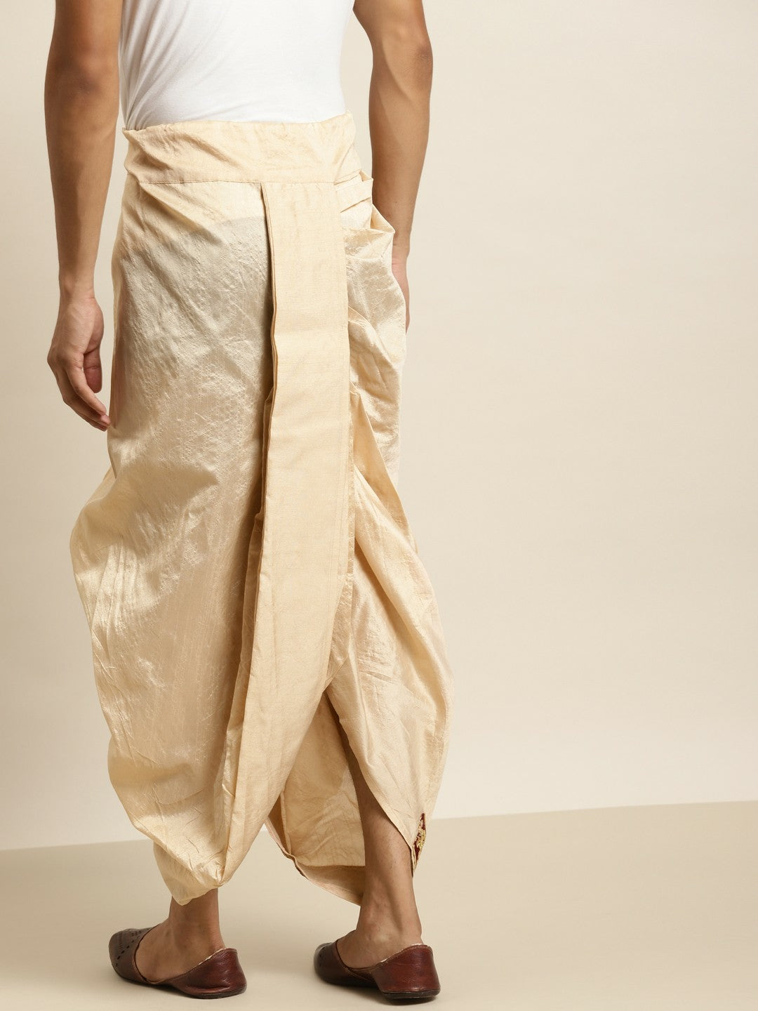 Buy Men’s Beige Embroidered Ready-to-Wear Dhoti Online – Indiaista