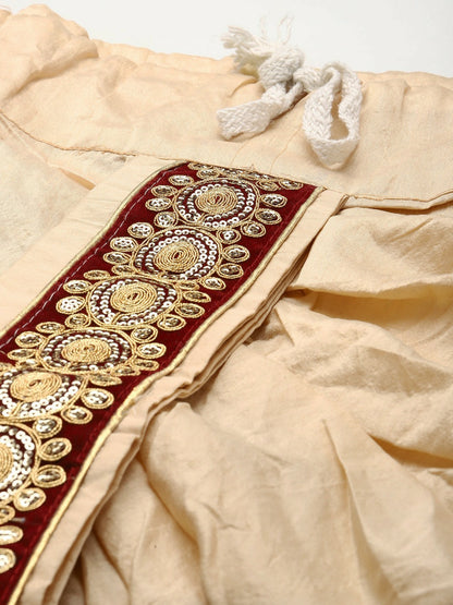 Buy Men’s Beige Embroidered Ready-to-Wear Dhoti Online – Indiaista