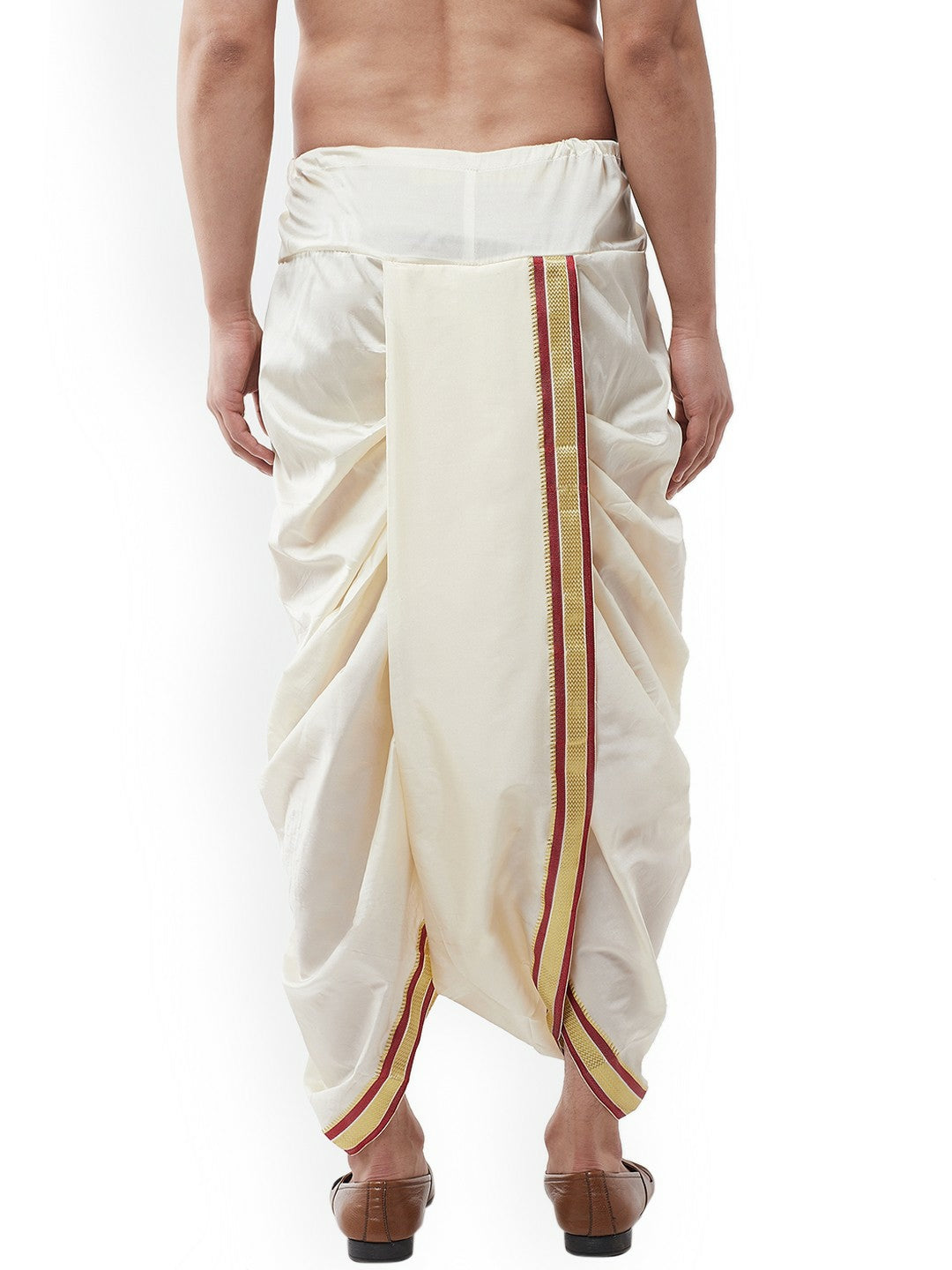 Men's Off-White Solid Stitched Dhoti with Zari Border | Traditional Dhoti Pants