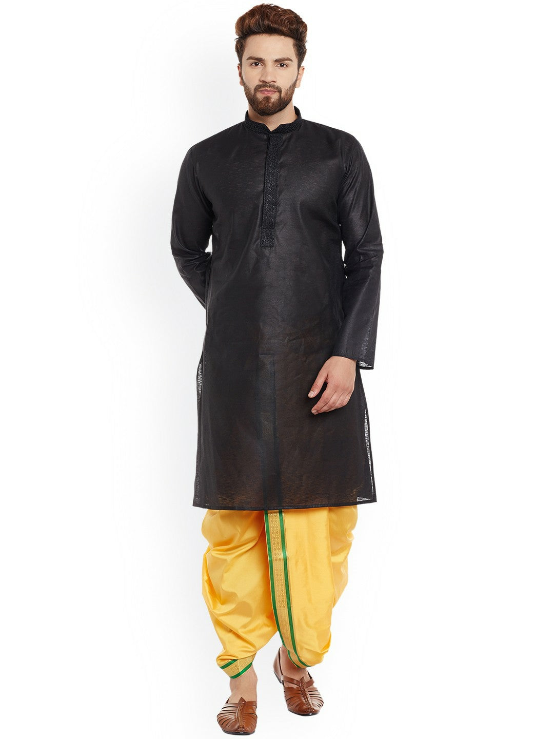 Buy Men’s Yellow Dhoti Pants with Zari Woven Detail – Indiaista