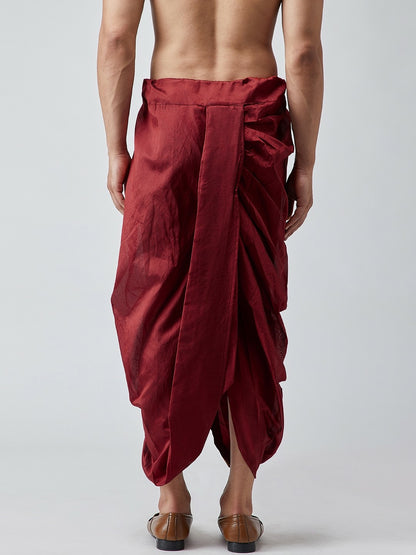 Men's Maroon Dhoti Pants with Zari Detail & Drawstring Waistband – Indiaista