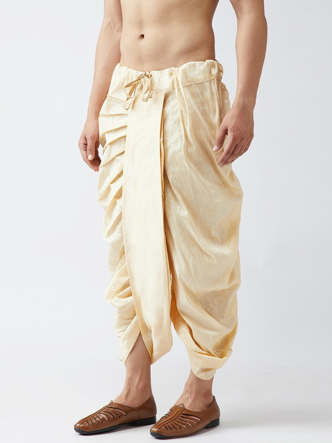 Buy Men’s Beige Solid Dhoti – Traditional Mid-Rise Dhoti with Drawstring Closure | IndiaIsta