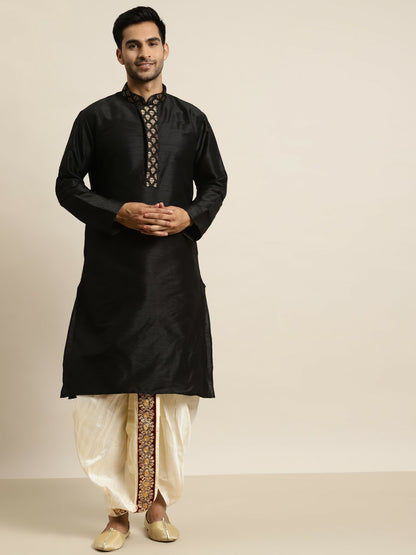 Men's Cream-Coloured & Maroon Solid Dhoti Pants with Embellished Border – Traditional Ethnic Wear