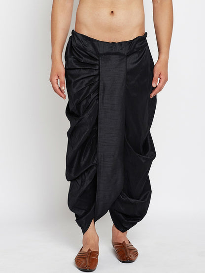 Buy Men’s Black Dhoti Pants – Stylish Mid-Rise with Drawstring | Indiaista