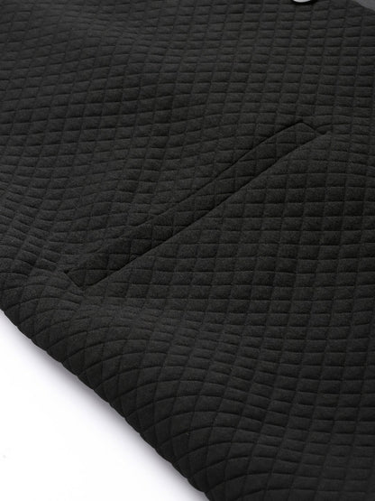 Men's Black Self-Textured Nehru Jacket in Premium Silk Blend