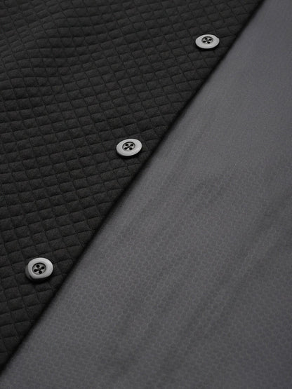 Men's Black Self-Textured Nehru Jacket in Premium Silk Blend