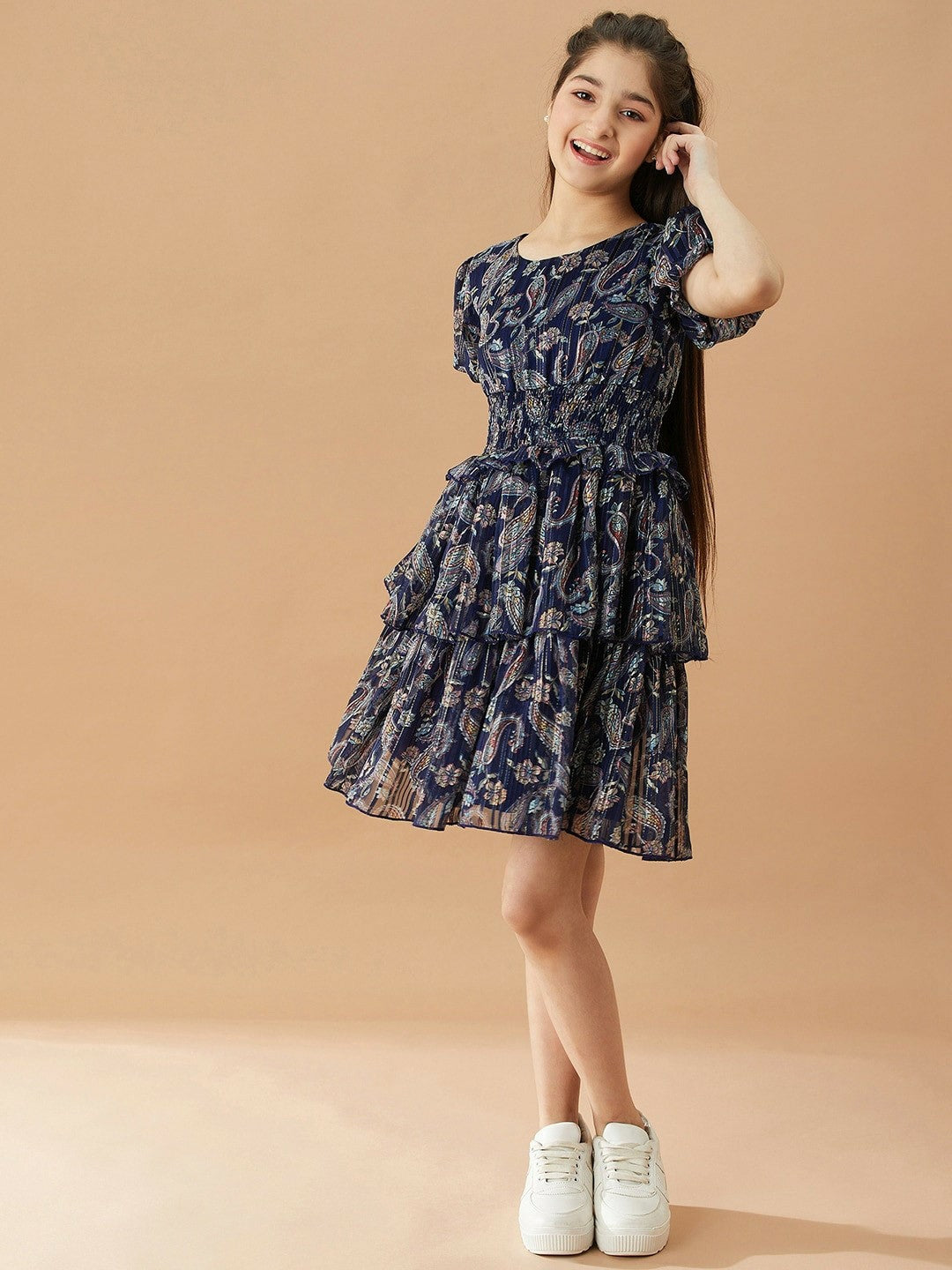 Girls Ethnic Motifs Printed Fit & Flare Dress - Stylish & Comfortable | Indiaista