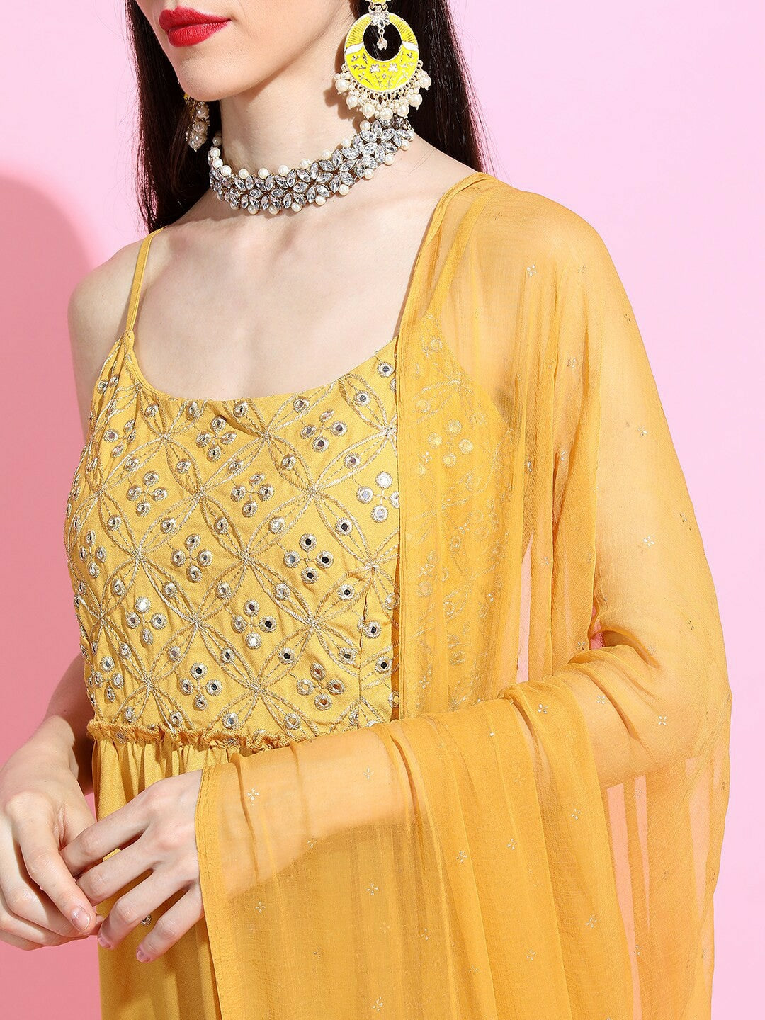 Buy Stunning Yellow Floral Ethnic Dress for Women – Indiaista