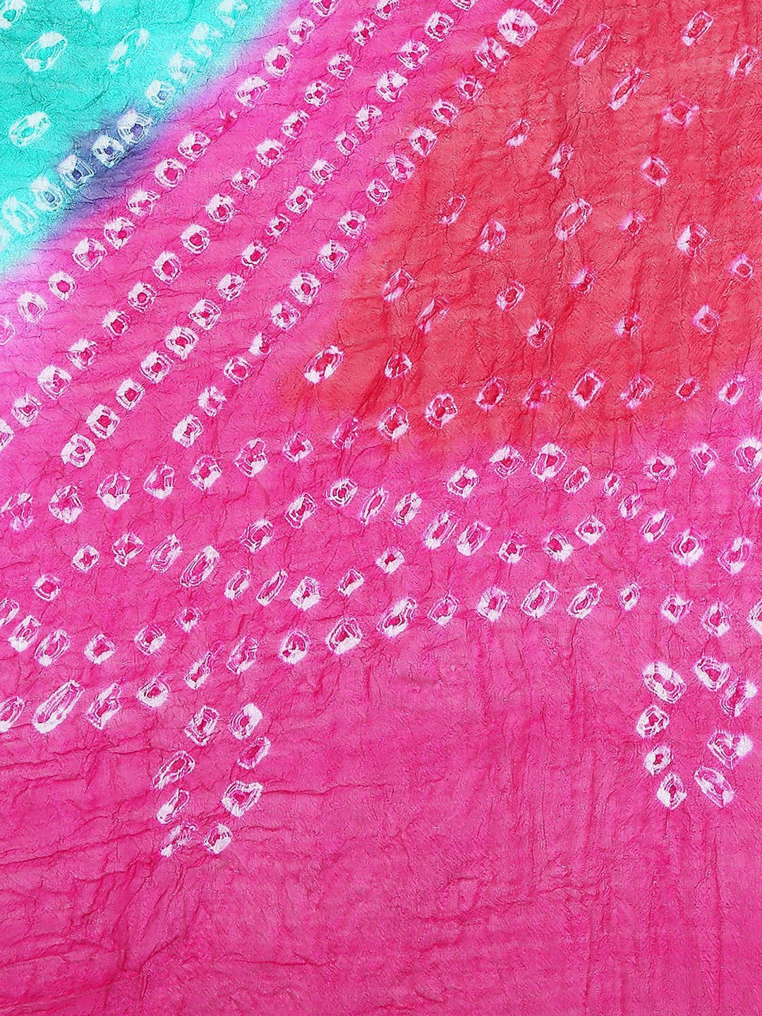 Pink & Turquoise Blue Bandhani Dupatta – Traditional Tie-Dye with Woven Border | Indiaista