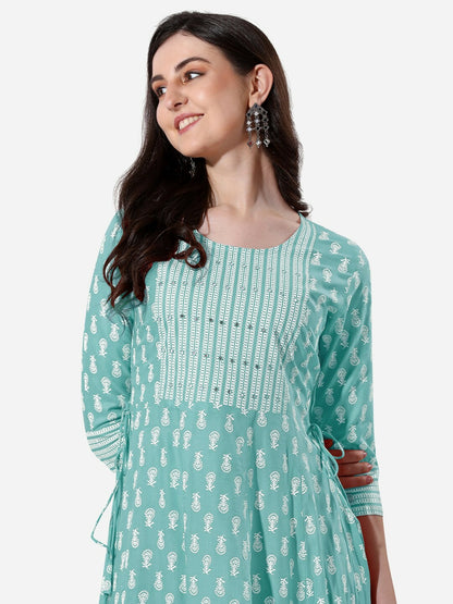 Buy Ethnic Motifs Printed A-Line Midi Dress for Women | Indiaista