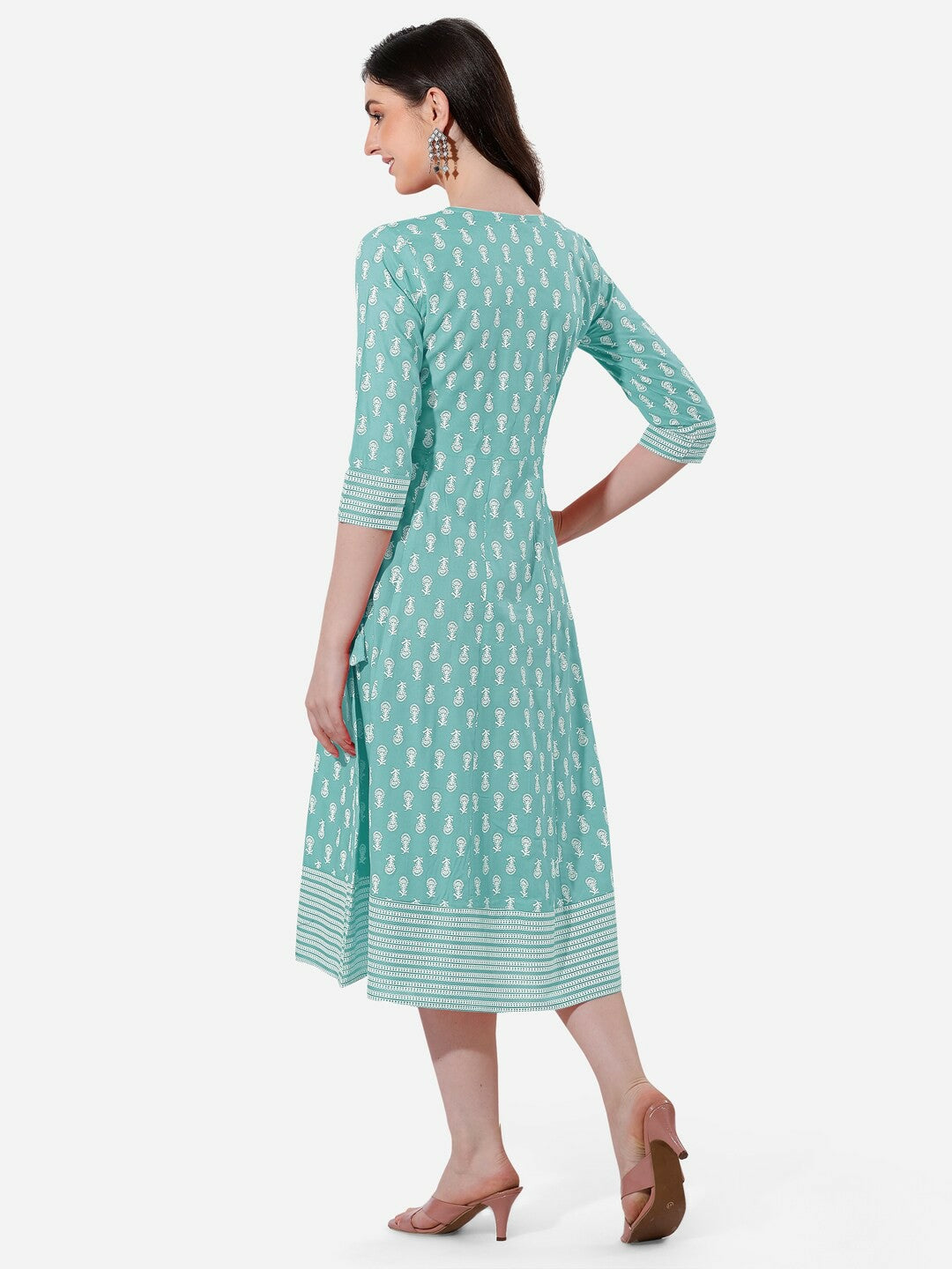 Buy Ethnic Motifs Printed A-Line Midi Dress for Women | Indiaista