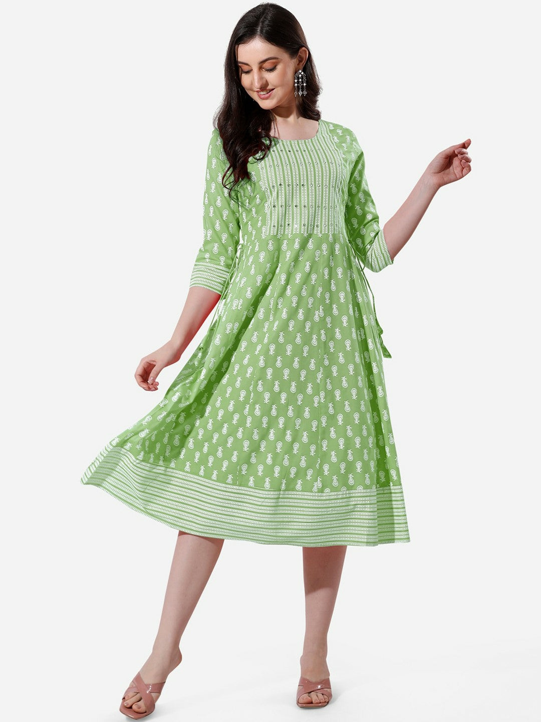 Ethnic Printed Fit & Flare Dress for Women – Stylish & Comfortable | Indiaista