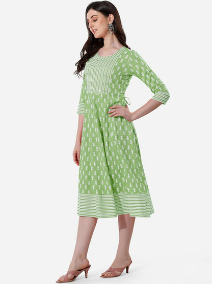 Ethnic Printed Fit & Flare Dress for Women – Stylish & Comfortable | Indiaista