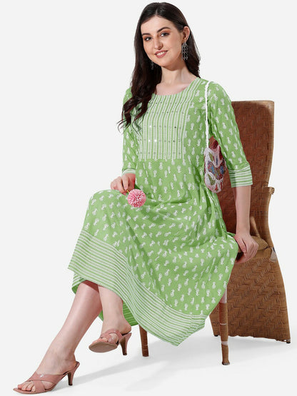 Ethnic Printed Fit & Flare Dress for Women – Stylish & Comfortable | Indiaista