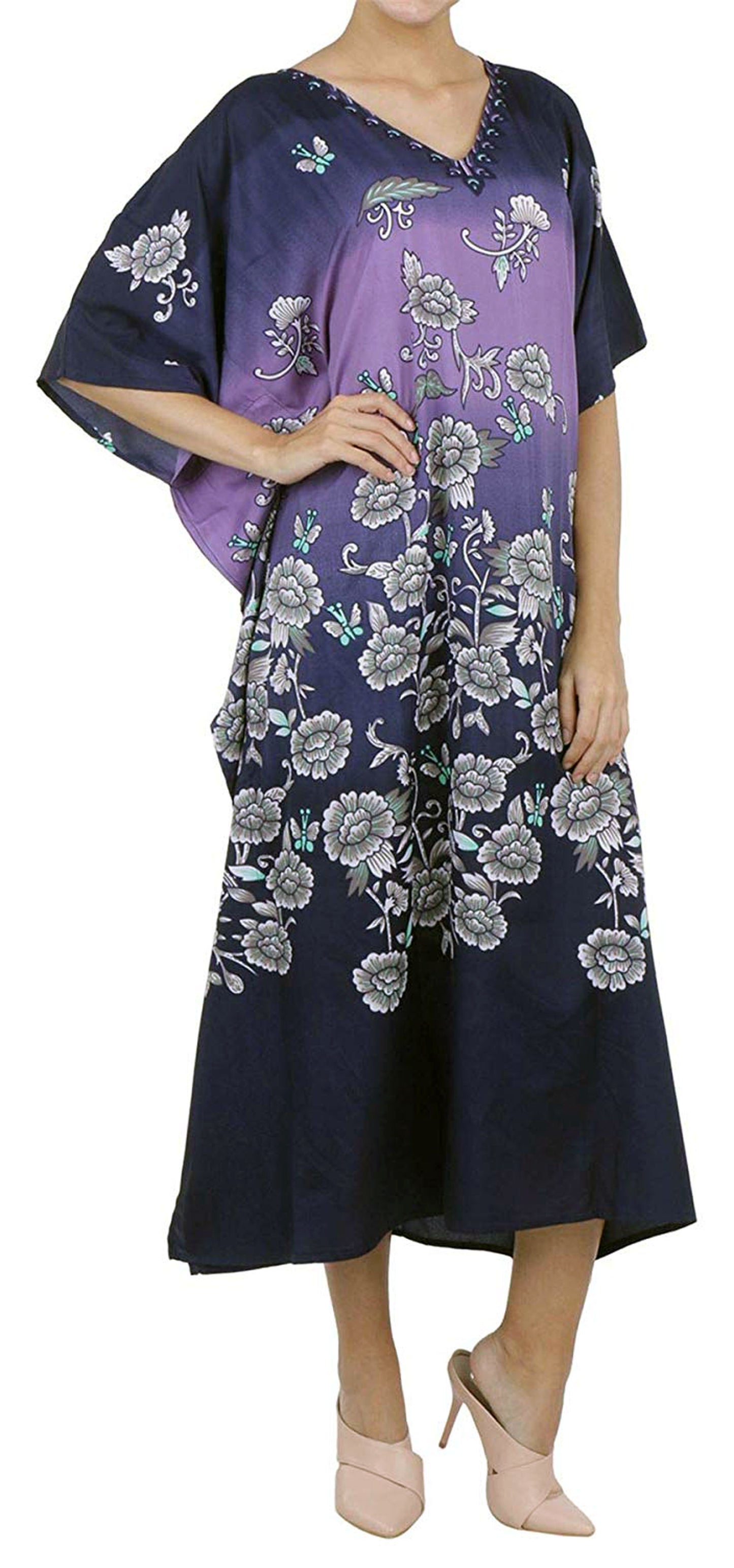 Women's Boho Maxi Kaftan Dress – Free Size, Long Caftan Gown for Beach & Casual Wear | Indiaista