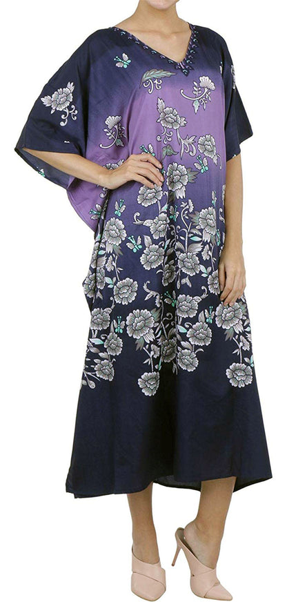 Women's Boho Maxi Kaftan Dress – Free Size, Long Caftan Gown for Beach & Casual Wear | Indiaista