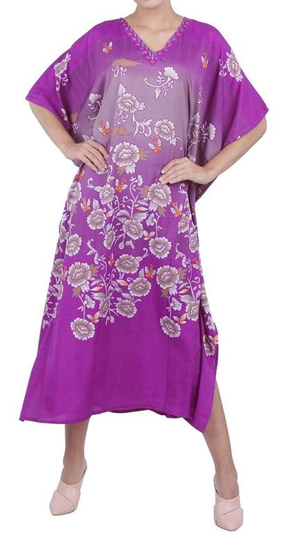 Women's Boho Maxi Kaftan Dress – Free Size, Long Caftan Gown for Beach & Casual Wear | Indiaista