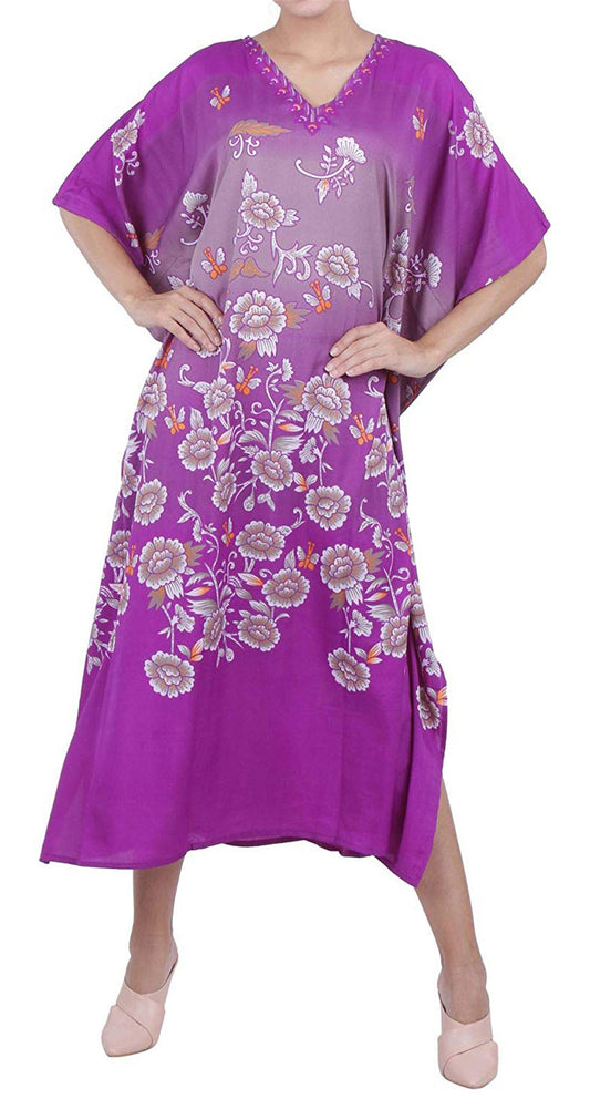 Women's Boho Maxi Kaftan Dress – Free Size, Long Caftan Gown for Beach & Casual Wear | Indiaista