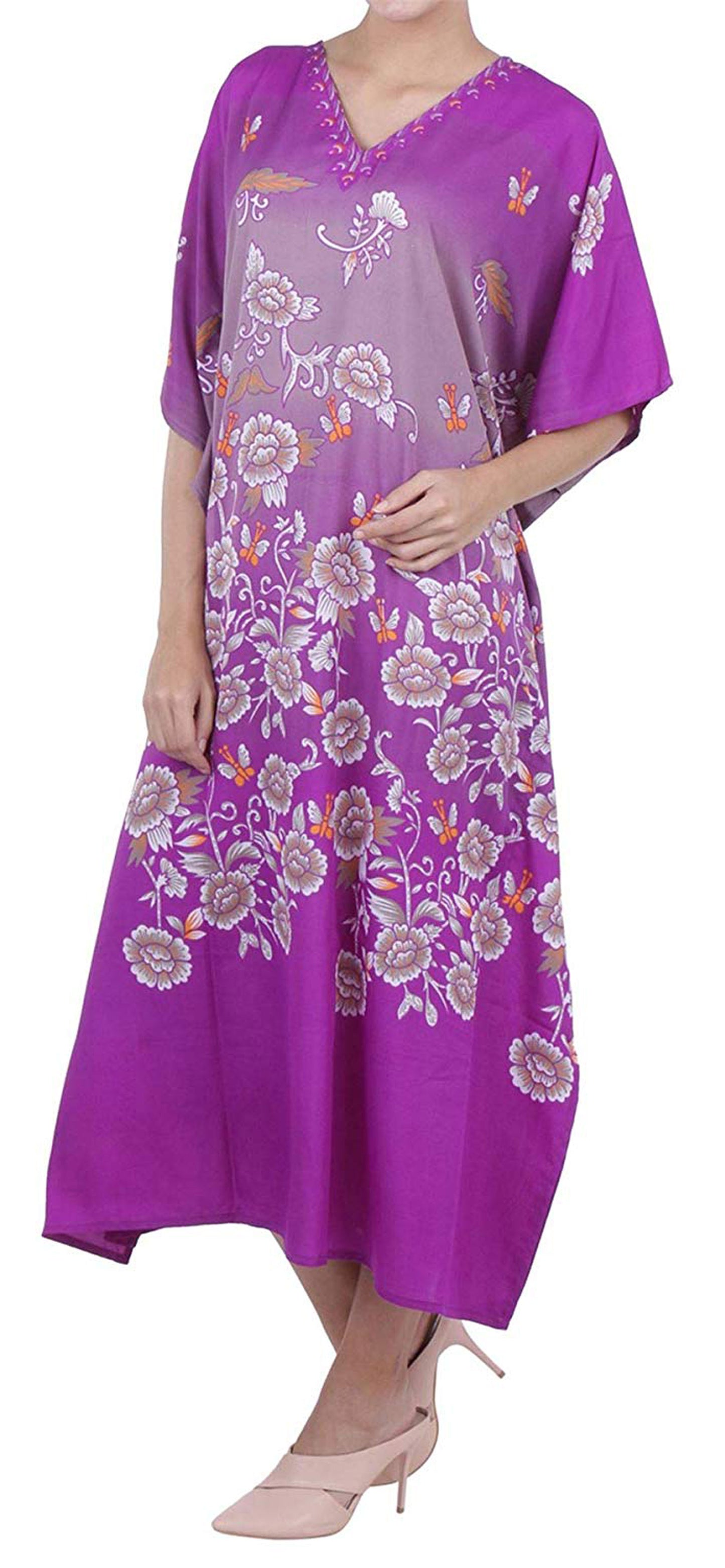 Women's Boho Maxi Kaftan Dress – Free Size, Long Caftan Gown for Beach & Casual Wear | Indiaista