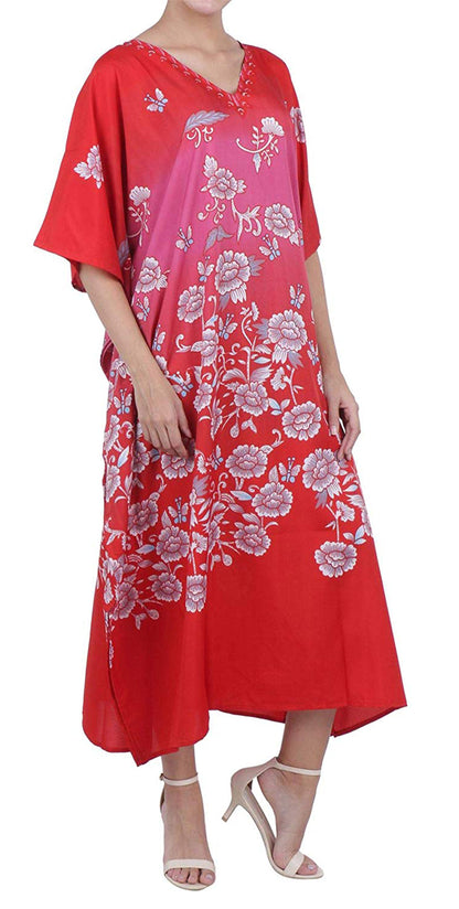 Women's Boho Maxi Kaftan Dress – Free Size, Long Caftan Gown for Beach & Casual Wear | Indiaista