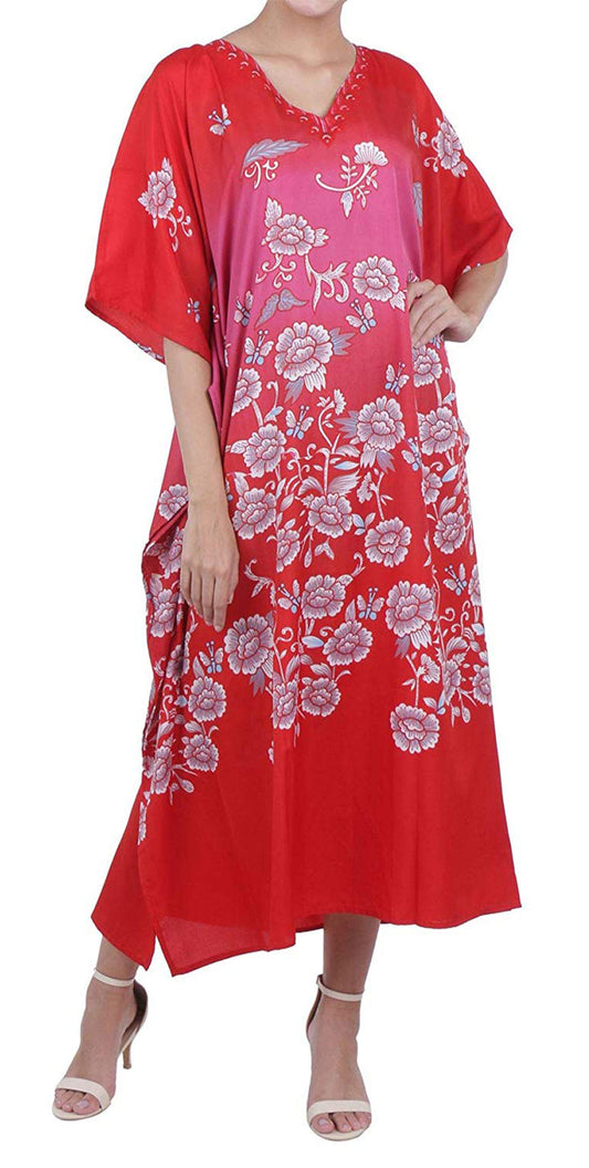 Women's Boho Maxi Kaftan Dress – Free Size, Long Caftan Gown for Beach & Casual Wear | Indiaista