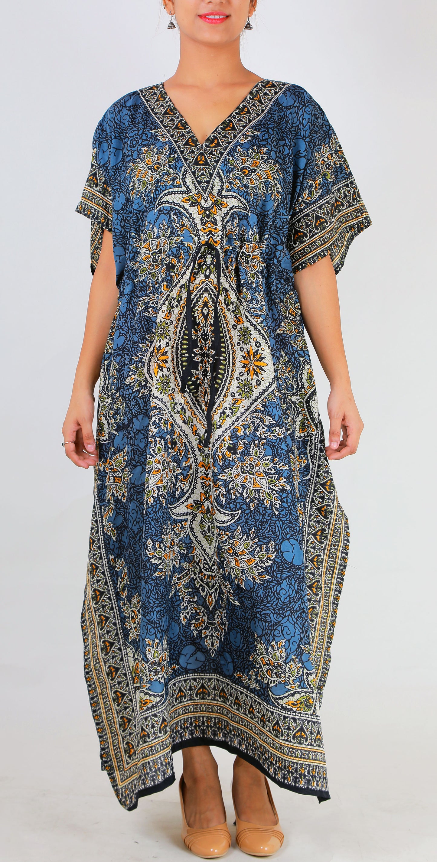 Women's Boho Maxi Kaftan Dress – Long Mumu Caftan Tunic, Plus Size Night Gown | Indiaista