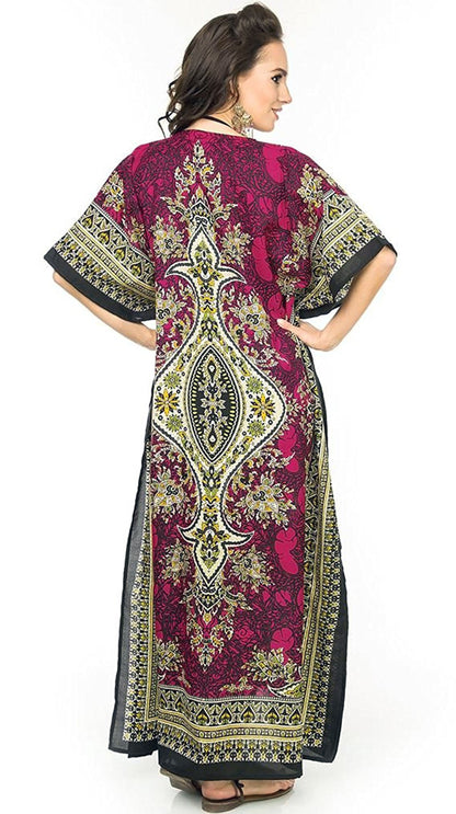 Women's Boho Maxi Kaftan Dress – Long Mumu Caftan Tunic, Plus Size Night Gown | Indiaista