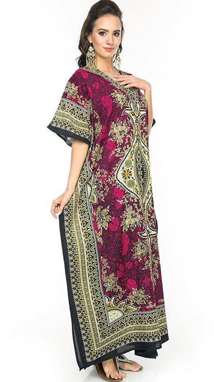 Women's Boho Maxi Kaftan Dress – Long Mumu Caftan Tunic, Plus Size Night Gown | Indiaista