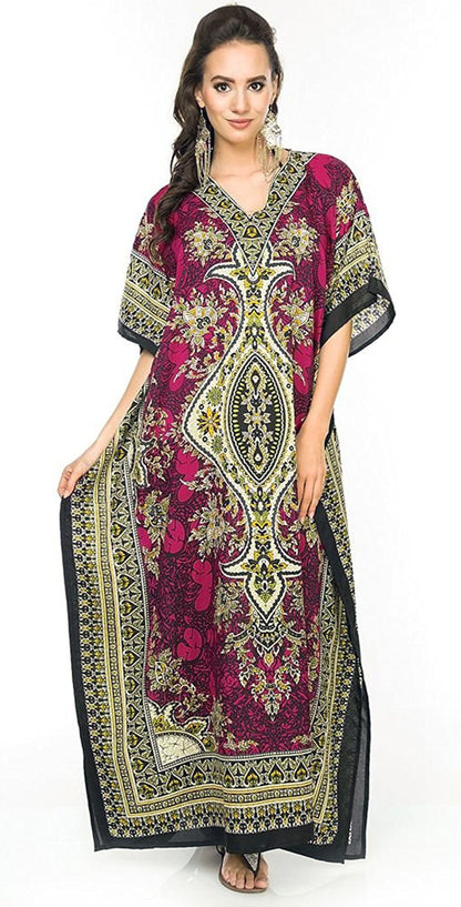 Women's Boho Maxi Kaftan Dress – Long Mumu Caftan Tunic, Plus Size Night Gown | Indiaista