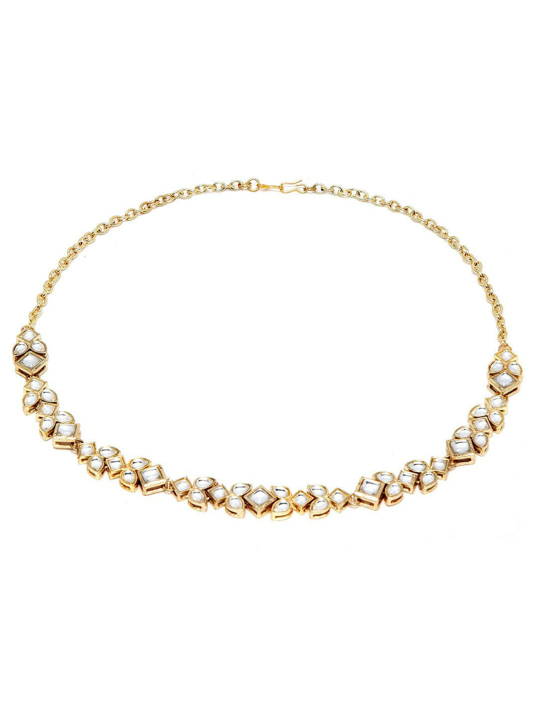 Silver-Toned Gold-Plated Kundan Head Chain for Women – Handcrafted & Embellished Hair Accessory | Indiaista