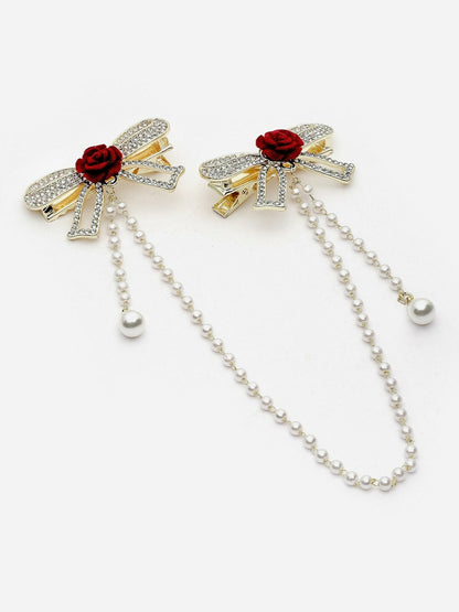 Gold-Toned Butterfly Pearl Hair Clip for Women – Elegant Claw Clip | Indiaista