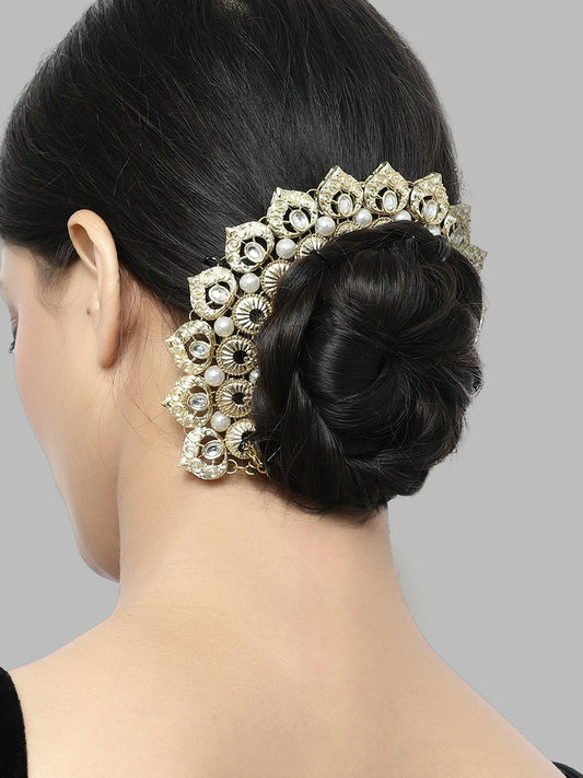 Gold Plated Beaded & Kundan Studded Hair Juda | Indiaista