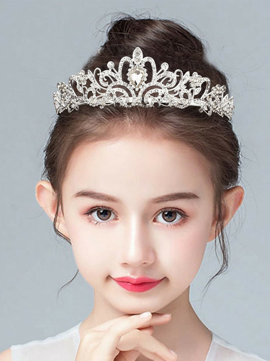 Silver-Toned & White Embellished Tiara for Women – Elegant Crown for Weddings & Parties | Indiaista