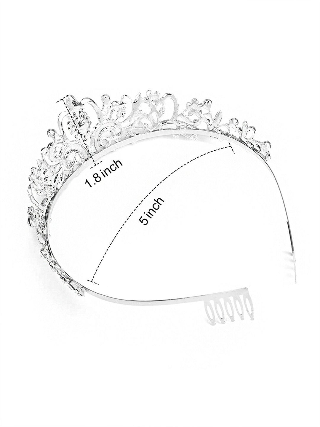 Silver-Toned & White Embellished Tiara for Women – Elegant Crown for Weddings & Parties | Indiaista