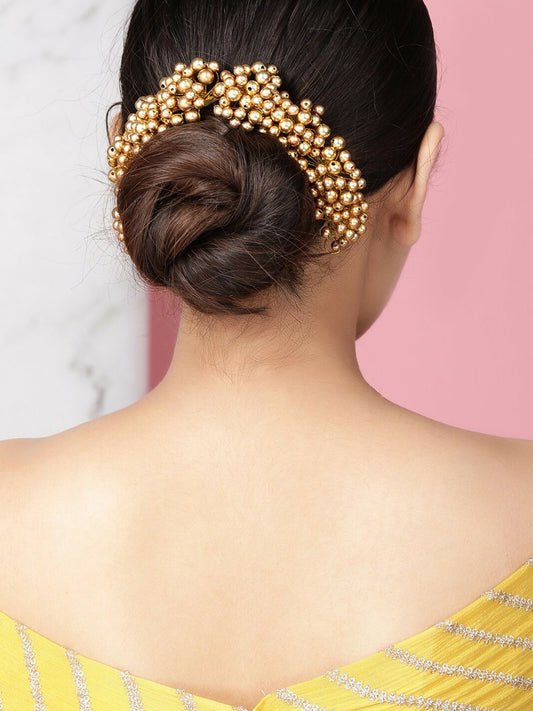 Buy Gold-Toned Beaded Festive Hair Bun Online – Indiaista