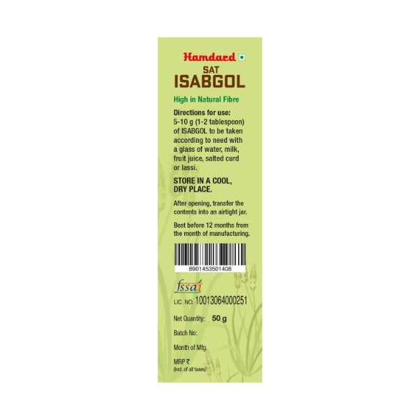 Hamdard Sat Isabgol Powder 50 gm | Natural Fiber Supplement for Digestive Health