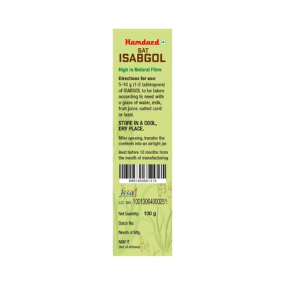 Hamdard Sat Isabgol Powder 100 gm - Natural Fiber Supplement for Digestive Health