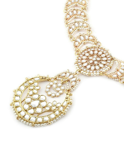 Gold-Plated Kundan Matha Patti for Women – Pearl Beaded Bridal Maang Tikka | Indiaista