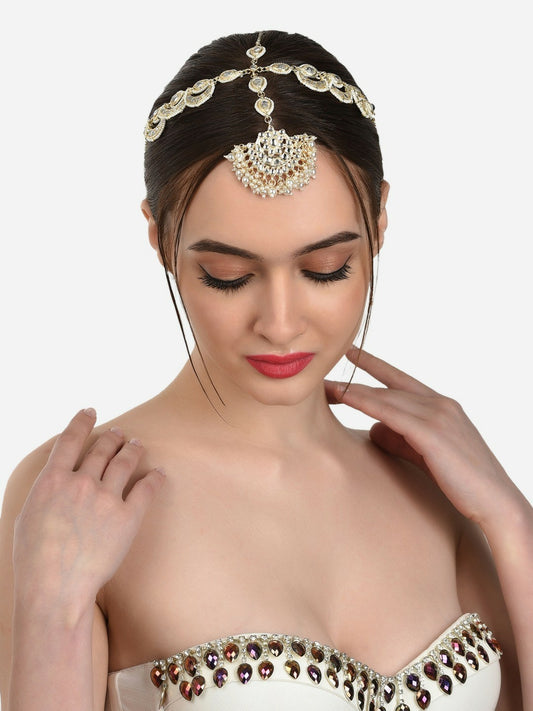 Gold-Plated Kundan & Pearl Matha Patti for Women – Bridal & Ethnic Headpiece | Indiaista