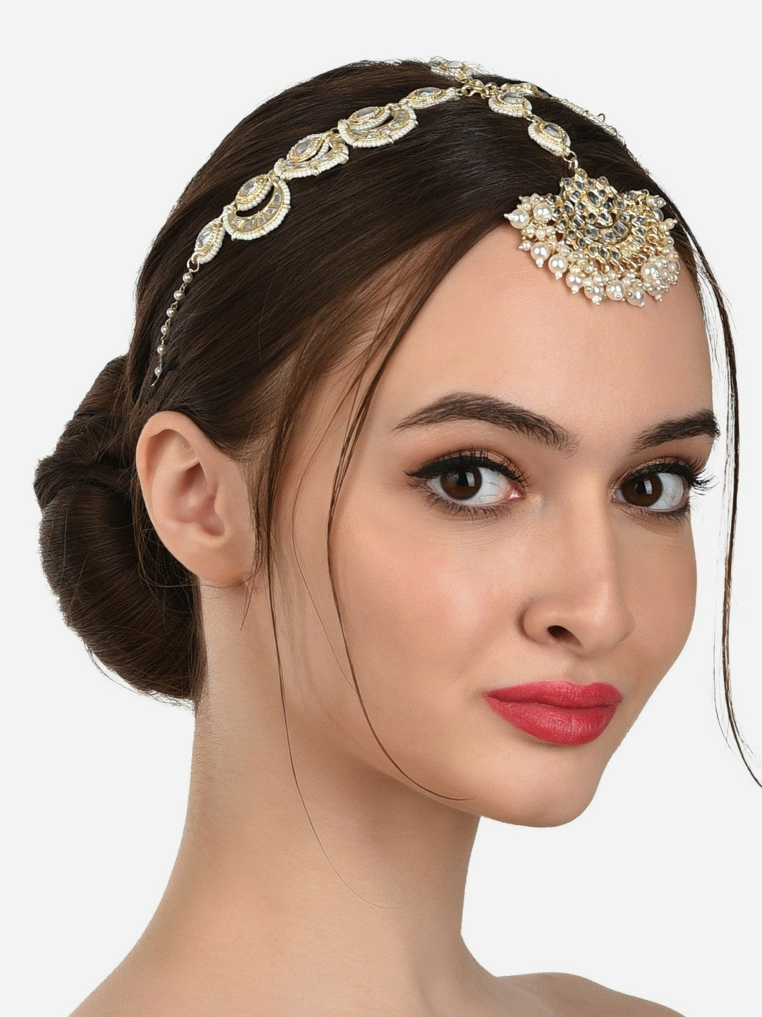 Gold-Plated Kundan & Pearl Matha Patti for Women – Bridal & Ethnic Headpiece | Indiaista