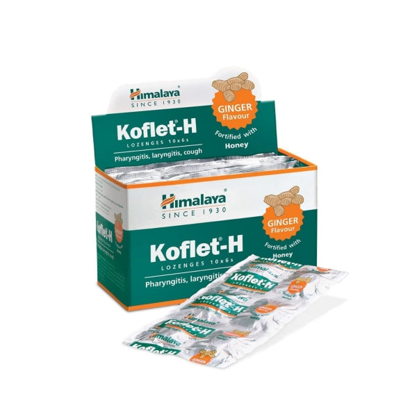 Himalaya Koflet H Lozenges - Ginger Flavour (Pack of 6) | Soothing Relief for Cough & Sore Throat